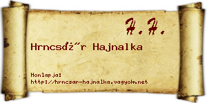 Hrncsár Hajnalka névjegykártya